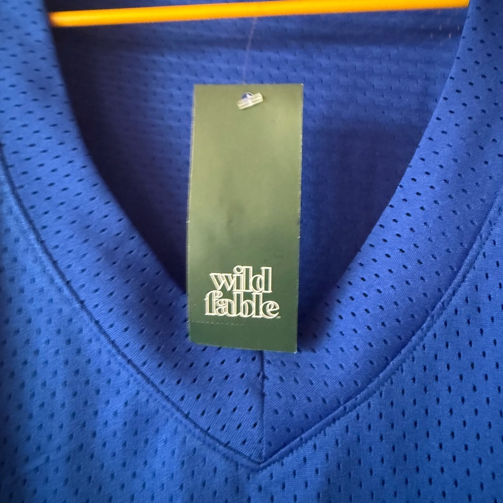 Wild Fable Blue Mesh V-Neck Top - Picture 2 of 5